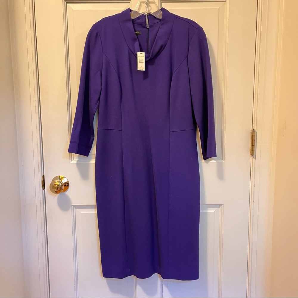 Talbots Long-sleeve Purple Women's Dress with collared neck, NWT